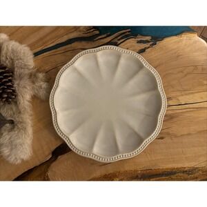 Roscher Co China‎ HOBNAIL Cream scallop Dinner Plate 11" Beige Tableware Ceramic